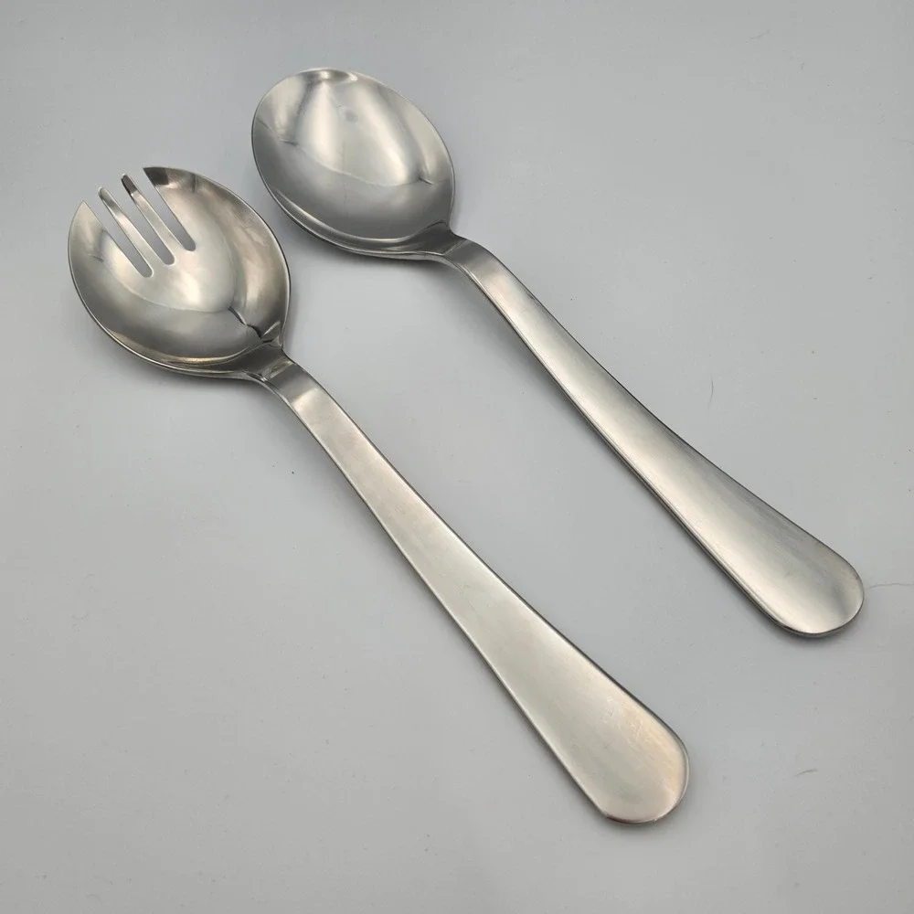 David Mellor Chelsea Salad Server 2 Piece Stainless Utensils Satin Finish Luxury